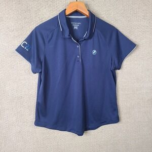 Trimark Shirt Womens XL Blue Polo BMW NAC 23 Logo Polyester Short Sleeve Casual